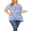 Agnes Orinda Women's Plus Size Cute Short Sleeve V Neck Casual Stripe Blouses - 2 of 4