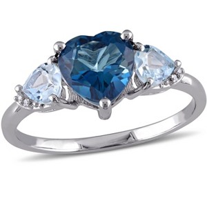 EVERLY JEWELRY |Sterling Silver 0.02 CT TW Diamond And 2 1/5 CT TGW London Blue Topaz Sky Blue Topaz Fashion Ring - 1 of 4