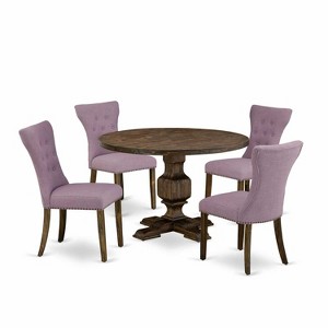 HomeStock 3-Piece Distressed Jacobean Finish Solid Wood Top Dining Table with 2 Chairs - 1 of 4