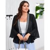 Coolmee Women's Plus Size Lightweight Cardigan 3/4 Ruffle Sleeve Open Front Ruffle Cardigan - 3 of 4