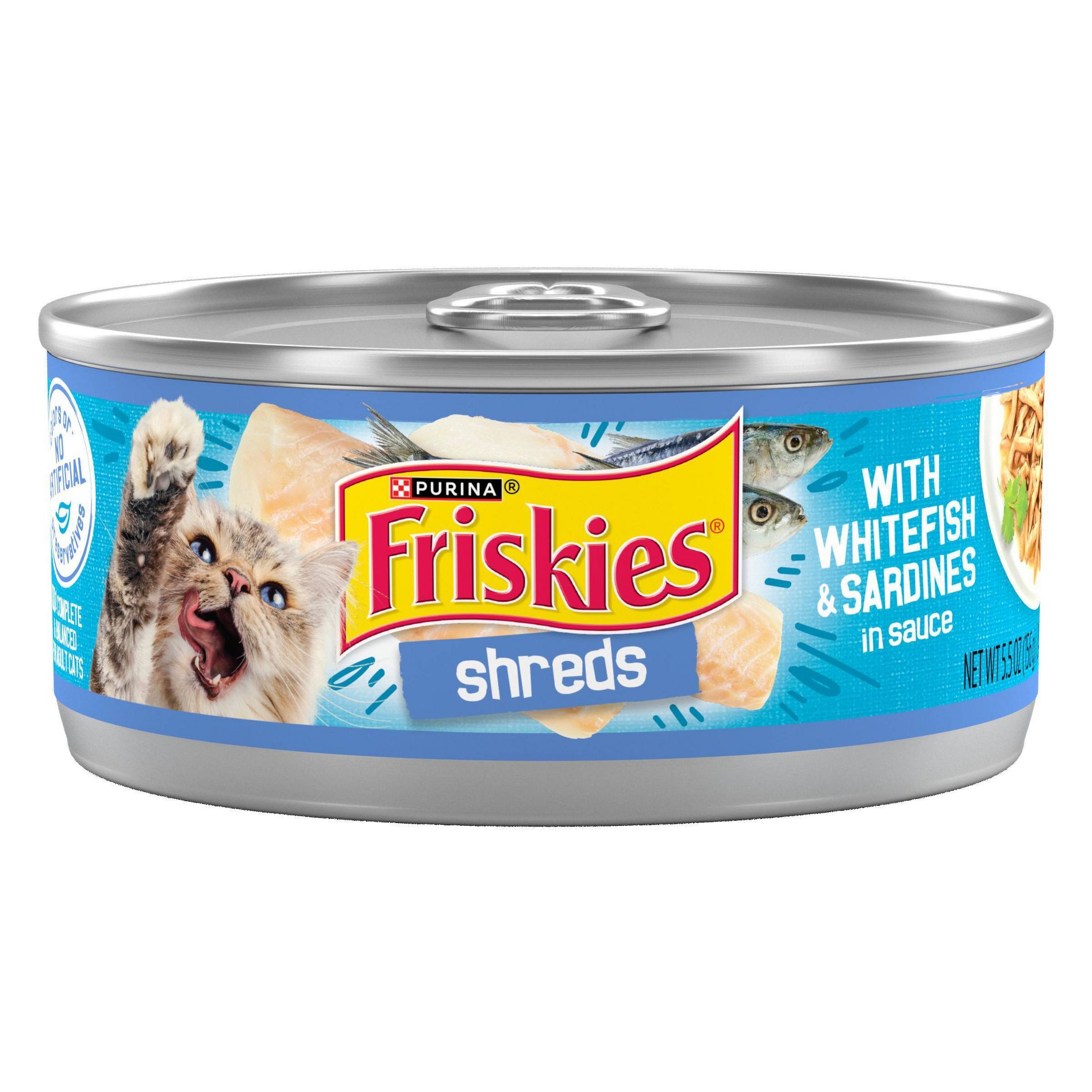 Purina Friskies Shreds Wet Cat Food with White Fish & Sardines In Sauce - 5.5oz