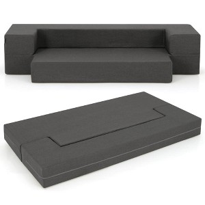 Costway 8-Inch Folding Sofa Bed with High-density Foam & Washable Cover Twin/Queen Size - 1 of 4