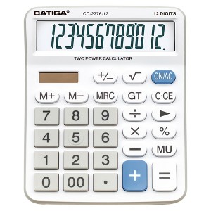 CATIGA 8-Digit & 12-Digit Desktop Calculator, Large LCD, Sensitive Buttons, Dual Solar Power, Standard Function for Office, Home, School - 1 of 4