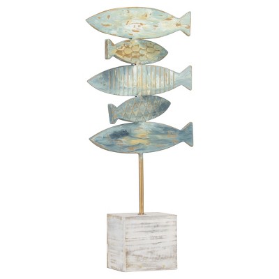 Multicolor Rustic Fish Wood Sculpture Table Top Décor - Foreside Home & Garden