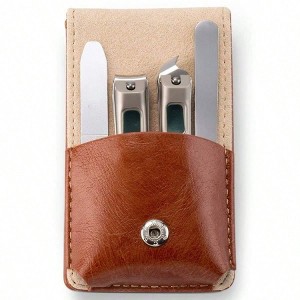 Nail Clipper 4Pcs Set, Stainless Steel Manicure Pedicure Kit with Travel Case - Gift for Men Women - 1 of 4