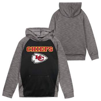 NFL Kansas City Chiefs Boys' Black/Gray Long Sleeve Hooded Sweatshirt