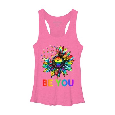 Adult Design By Humans Be You Sunflower Power Fist Pride Rainbow By Legato Tendo Racerback Tank Top