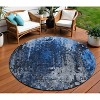 Navy Blue And Denim Blue Abstract Washable Indoor Outdoor Area Rug - 2 of 4
