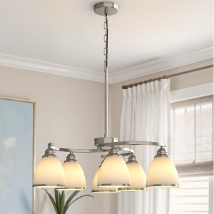 YANSUN 6-Light Pendant Light Fixture, Nickel Finish, Twisted Tube Design, E26 Bulb Socket, Non-Integrated Light Source - 1 of 4