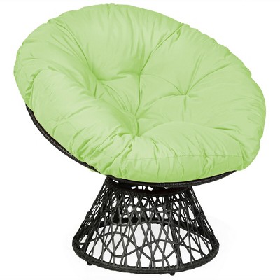 Costway Rattan Papasan Chair Ergonomic Chair 360-degree Swivel Soft Cushion Garden Red\ Black\Green