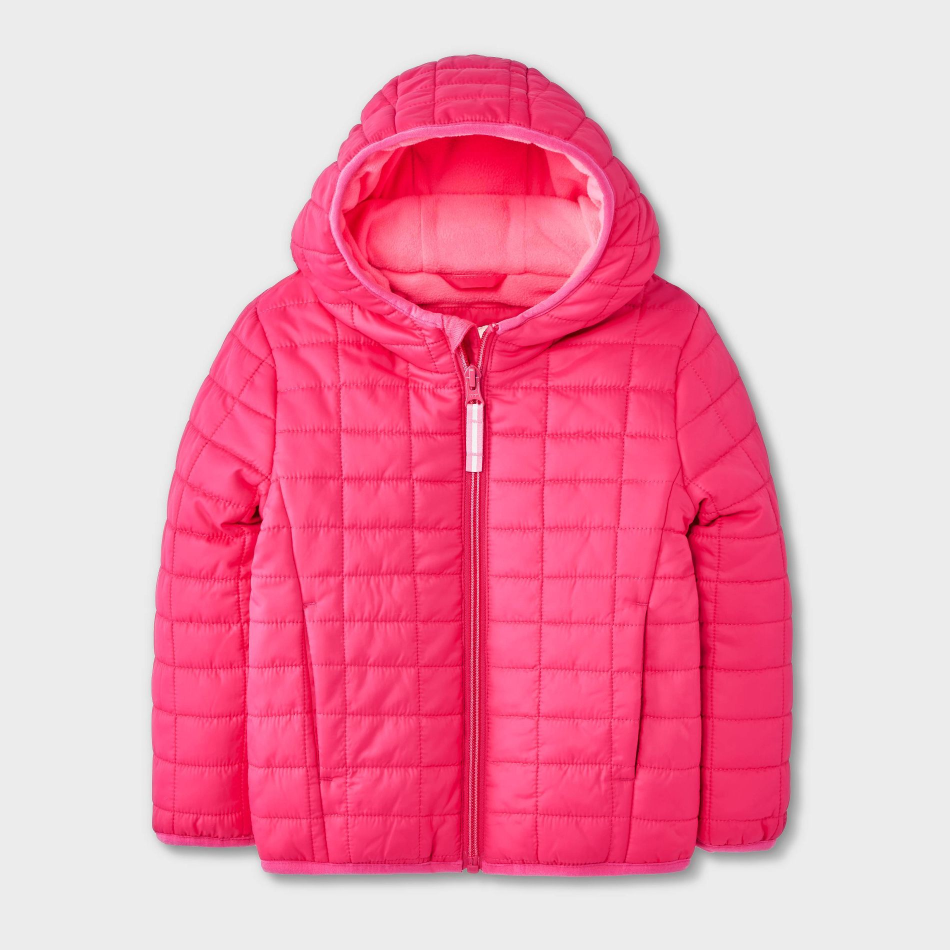 Toddler Girls' Value Hooded Puffer Jacket - Cat & Jack™ Dark Pink