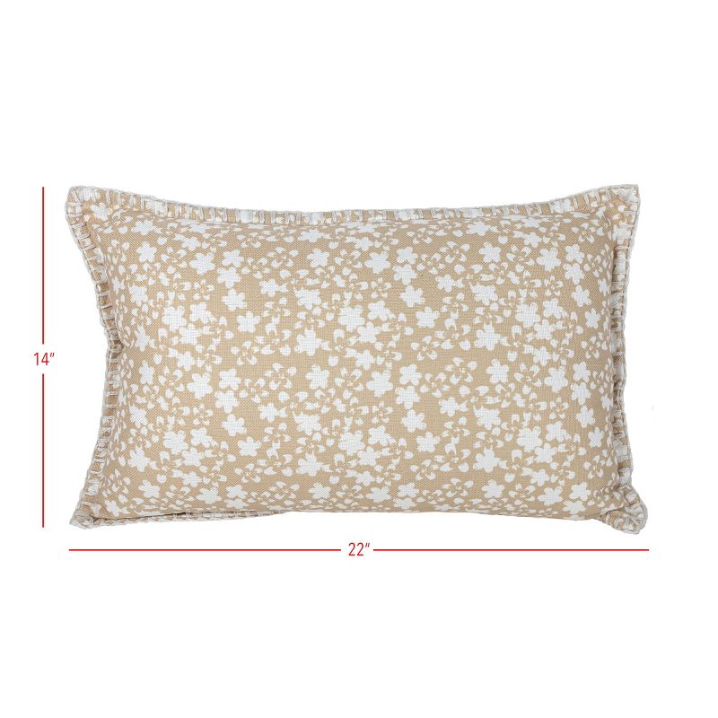 14X22 Inch Hand Woven Floral Outdoor Pillow Tan Polyester With Polyester Fill by Foreside Home & Garden, 5 of 6