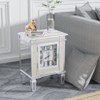 ARTLOGE Silver Coffee Side Table Mirrored Nightstand w Mantel Clock Versatile Furniture - 3 of 4