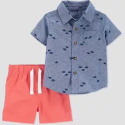Carter's Just One You®️ Baby Boys' 2pc Dino Top and Bottom Set - Blue/Orange