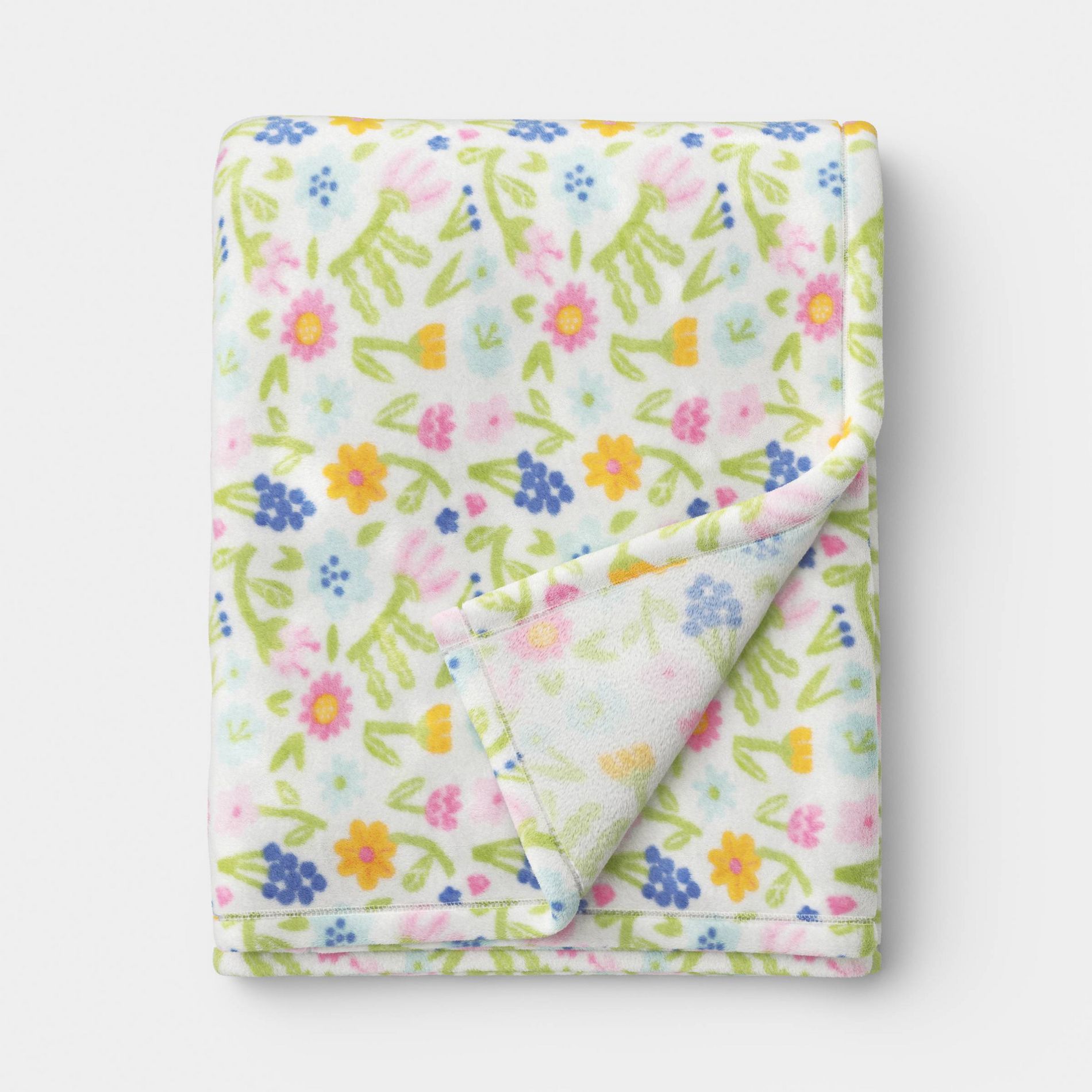 Floral Printed Plush Polyester Throw Blanket - Room Essentials™