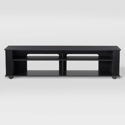 Bakersfield TV Stand for TVs up to 80" Black - CorLiving: Contemporary Console, Open Shelves, Cable Management