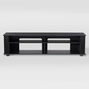 Bakersfield TV Stand for TVs up to 80" Black - CorLiving: Contemporary Console, Open Shelves, Cable Management - 1 of 4
