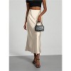 Women's Satin Maxi Skirt - High Waist A-Line Long Skirt for Elegant Office Wear Beige - 4 of 4
