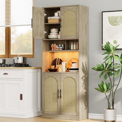 71" Tall Kitchen Storage Cabinets, Pantry Cabinet with Microwave Shelf