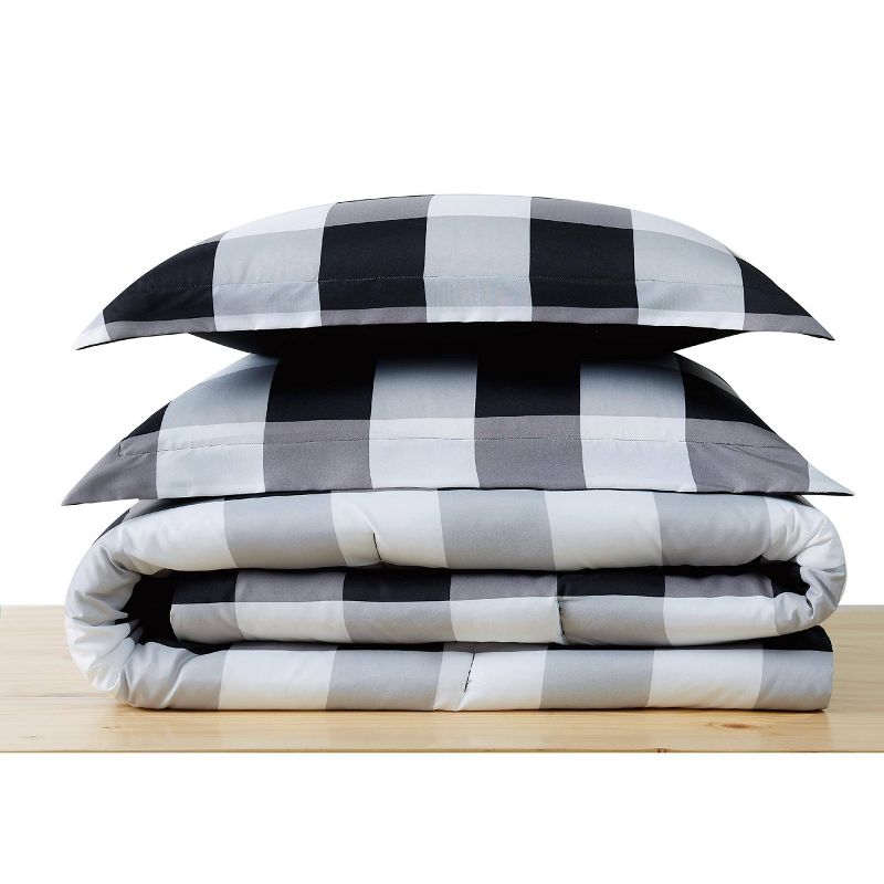 Twin XL Everyday Buffalo Plaid Comforter Set Black - Truly Soft, 4 of 6