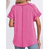 Womens V Neck T-Shirts Short Sleeve Inside Out Seam Style Tops Striped Shirts Drop Shoulder Lounge Tops Summer Causal Tops - 2 of 4