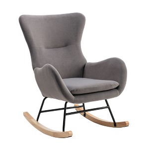 NicBex Teddy Fabric Glider Rocking Chair,Upholstered Nursery Rocking Chairs with High Backrest and Armrests,Nursing Chair for Bedroom - 1 of 4
