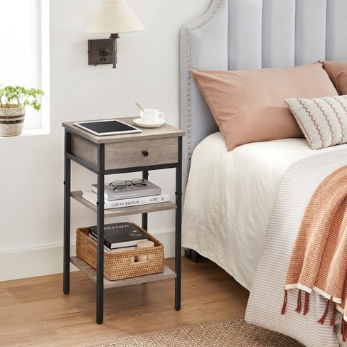 Vasagle Tall Nightstand, Bedside Table With Drawer And Shelfs, End ...