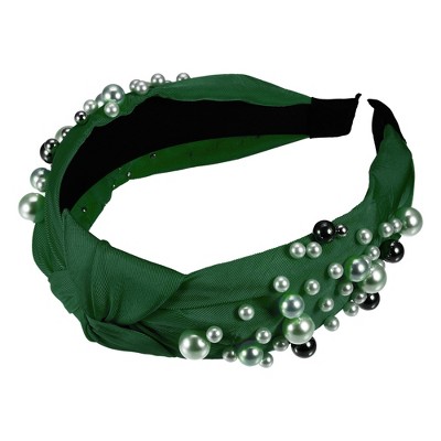 Unique Bargains Women's Fashion Wide Faux Pearl Bead Knotted Headbands 1 Pc