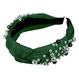 Unique Bargains Women's Fashion Wide Faux Pearl Bead Knotted Headbands 1 Pc - 1 of 4
