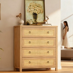 GustoWave Rattan Dresser – Drawer Chest with Clothes Storage Cabinet, 37" Tall Organizer for Bedroom, Closet, Living Room, or Hallway - 1 of 4