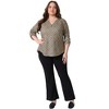 Women's Plus Size Plaid V Neck 3/4 Sleeve Flowy Casual Tunic Blouses - Agnes Orinda - 3 of 4