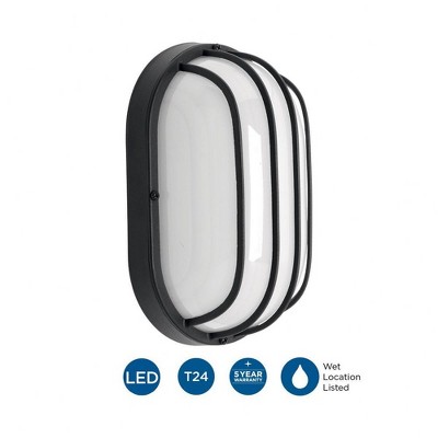 Progress Lighting Bulkheads 1-Light LED Wall/Ceiling Bulkhead, Aluminum, Black, Polycarbonate Shade