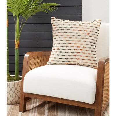 Multicolor Striped 20" Woven Cotton-Acrylic Throw Pillow