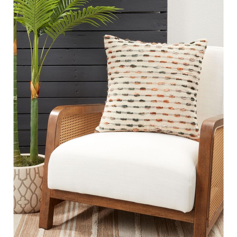 Saro Lifestyle Poly-Filled Woven Throw Pillow With Striped Design, 3 of 4