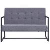 vidaXL Sofa Loveseat with Armrests for Living Room Office Steel and Fabric - Light Gray - 2 of 4