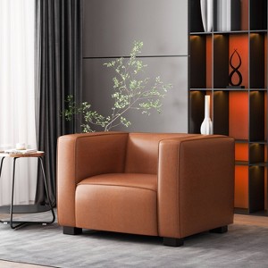 Goyette Contemporary Faux Leather Club Chair: Refined Tuxedo, Birch Wood - Christopher Knight Home - 1 of 4