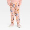 Toddler Girls' 2pc Bluey Bingo Floral Cozy Fleece Sweatshirt with Tulle Bow and Pants Set - Peach Orange - 4 of 4