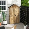 Outsunny Outdoor Storage Cabinet with Asphalt Roof, Wooden Garden Shed with Lockable Doors and Shelves, Wood Tool Shed for Backyard, Patio, Natural - 3 of 4