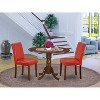 HomeStock 3-Pc Mahogany Finish Solid Wood Top-Round Dining Room Set with Dropleaf-Seats 4 - 2 of 4