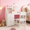 2-in-1 Kids Vanity Desk with Mirror and Lights,Princess Wooden Makeup Vanity with Chair - 2 of 4