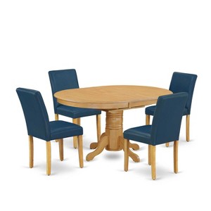 Tuscan Oval Dining Set 5pc - 42-60" Table w/ Leaf & 4 PU Leather Chairs - HomeStock - 1 of 4