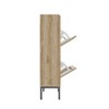 TIRAMISUBEST Modern Shoe Cabinet - Teak & Black 2-Door Flip-Up Storage, Minimalist Entryway Organizer (31"H x 9"W x 38"D) - 2 of 4