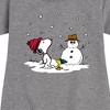 - Peanuts - Snoopy Woodstock Snowman Graphic Short Sleeve Fleece Dress - 2 of 4