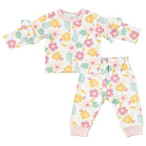 Chick Pea Baby Girl Layette Long Sleeve Newborn bodysuit and Pants Jogger Set - 1 of 4
