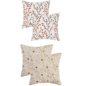 REGALWOVEN 4 Pcs Floral Pattern Soft Comfort Throw Pillow Covers 18" x 18" - 1 of 4