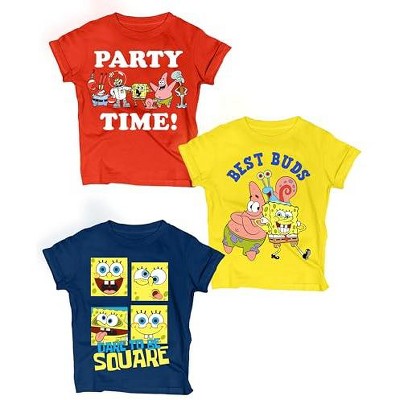 Nickelodeon Spongebob Square Pants Shirts for Boys (3-Pack) KidsGraphic Tshirt for Toddler & Up - 6 R/Bu/YEL SS