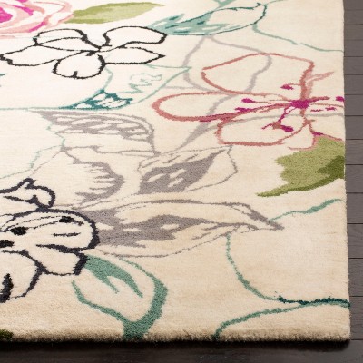 Ivory and Multicolor Floral Hand-Tufted Wool 8' x 10' Area Rug