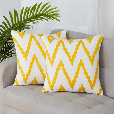 2 Pieces Embroidered Decorative Throw Pillow Covers with Chevron Design