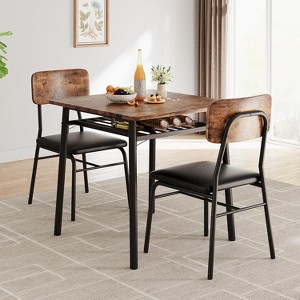 Jojoka 3-Piece Dining Table Set for 2 with Storage Rack,Small Kitchen Table with Metal Frame for Small Space - 1 of 4
