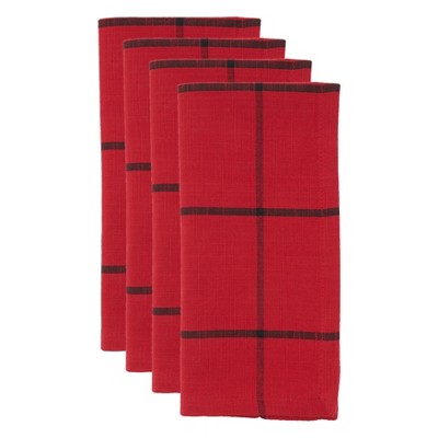 Red Cotton Plaid Christmas Table Napkins Set of 4